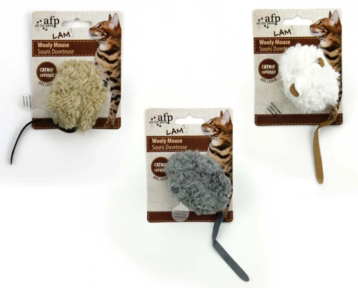 ALL FOR PAWS Lamb Wooly Mouse sa zvukom miša i catnipom, 7cm