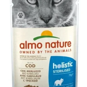 ALMO NATURE Holistic Sterilized, s bakalarom, vrećica za ster. mačke, 70g