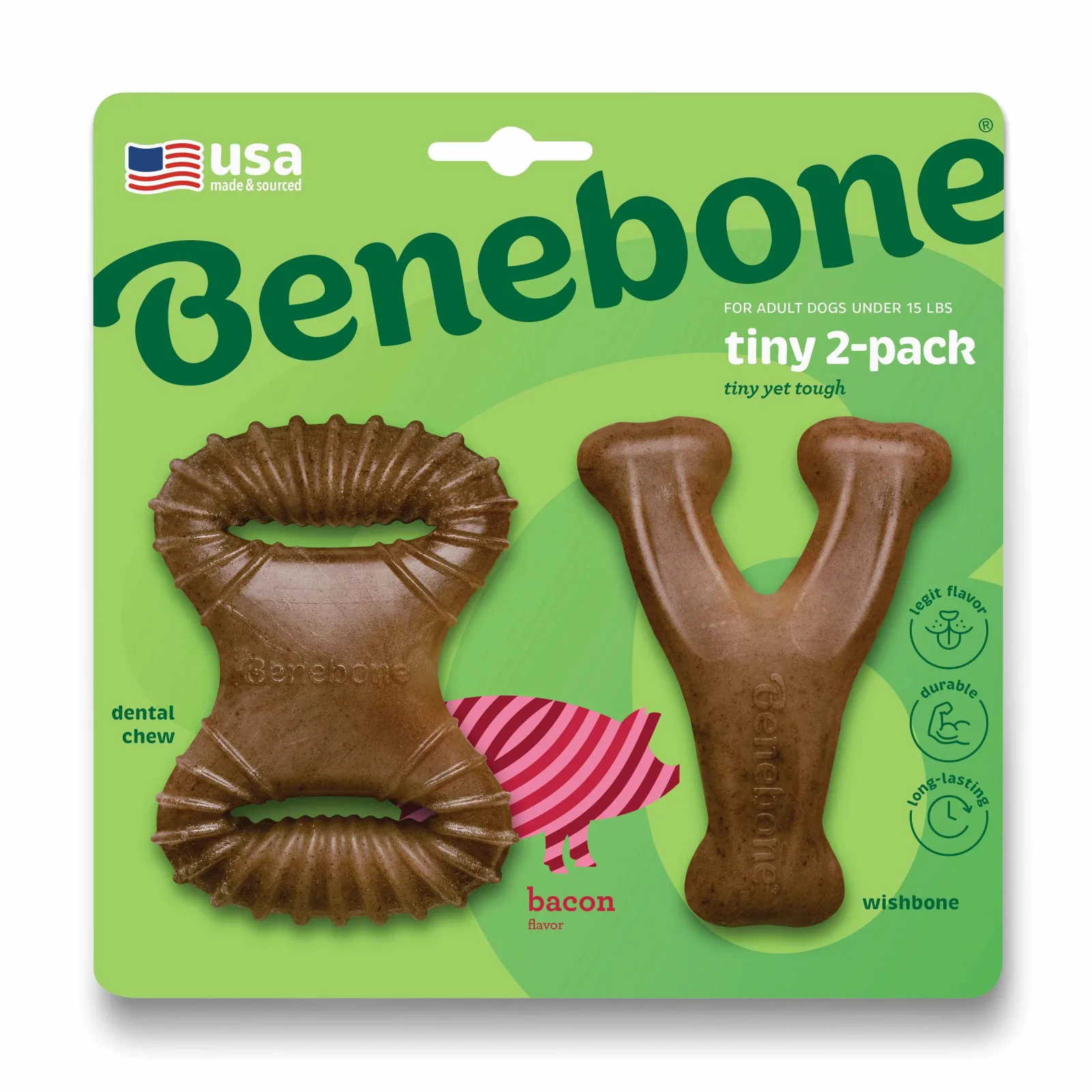 BENEBONE Igračka za pse Dental Chew/Wishbone, aroma slanine