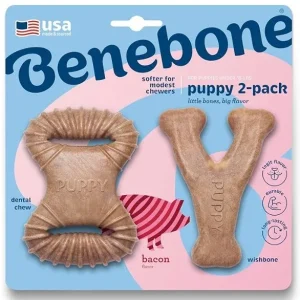 BENEBONE Igračka za pse PUPPY Dental Chew/Wishbone, aroma slanine