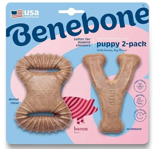 BENEBONE Igračka za pse PUPPY Dental Chew/Wishbone, aroma slanine