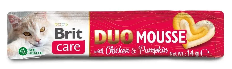 BRIT CARE Creamy Duo Mousse, s piletinom i bučom, 4x14g
