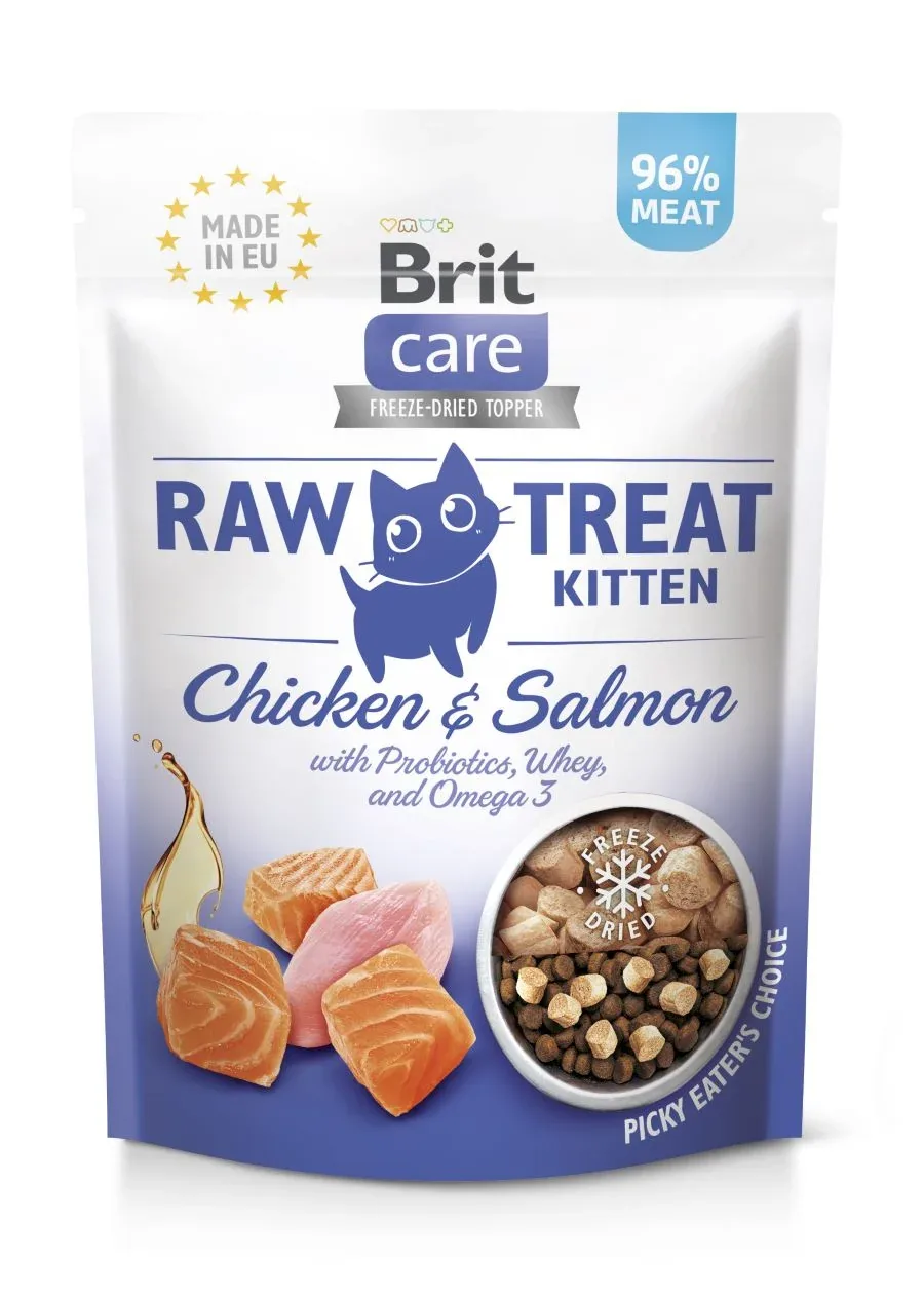 BRIT CARE Raw Treat KITTEN, piletina/losos, liofizir. poslastica za mačiće, 40g
