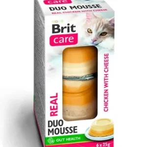 BRIT CARE Real Double Layer Mousse, piletina sa sirom, 6x25g