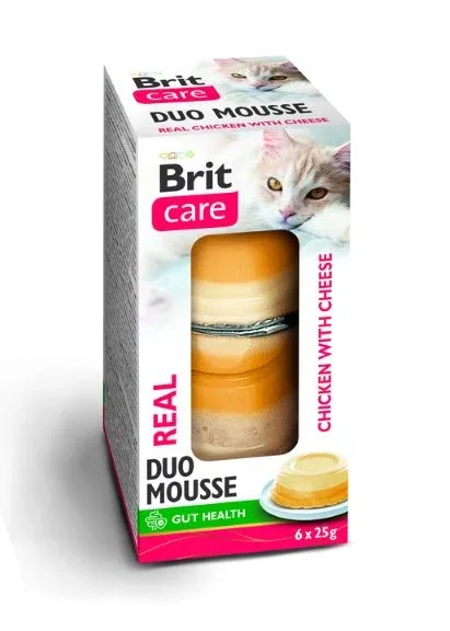 BRIT CARE Real Double Layer Mousse, piletina sa sirom, 6x25g