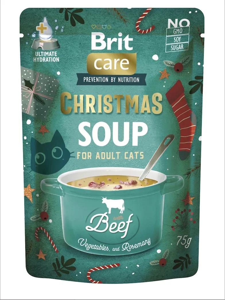 BRIT CARE Soup Christmas, juha za mačke, s govedinom, povrćem i ružmarinom, 75g