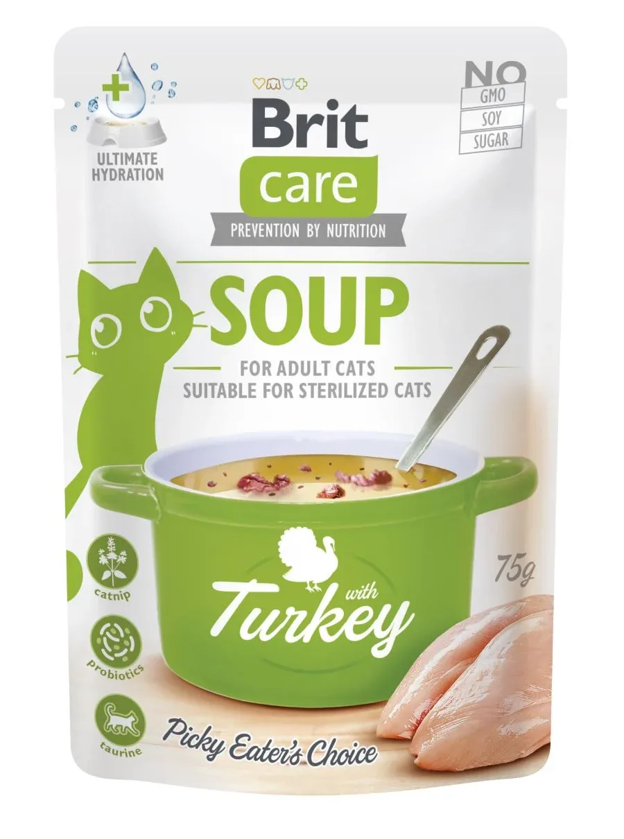 BRIT CARE Soup, juha za mačke, s puretinom i catnipom, bez žitarica, 75g