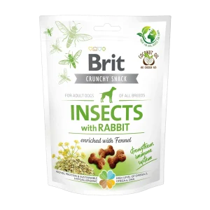 BRIT Crunchy poslastica, insekti s kunićevinom, obogaćeno komoračem, 200 g