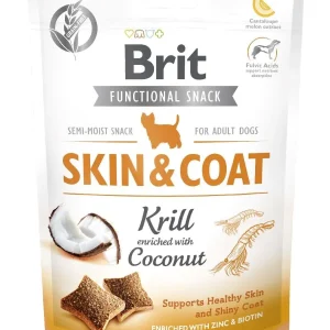 BRIT Functional Snack Skin&Coat, kril, obogaćeno kokosom, 150g