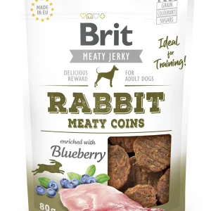 BRIT Meaty Jerky, medaljoni, kunićevina obogaćena borovnicom, 80 g