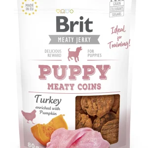 BRIT Meaty Jerky PUPPY, medaljoni, puretina, obogaćeno bundevom, 80 g