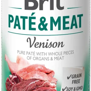 BRIT Paté & Meat, divljač, pašeta i komadići mesa, bez žitarica, 400g