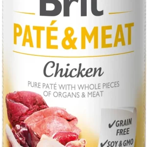 BRIT Paté & Meat, piletina, pašeta i komadići mesa, bez žitarica, 400g