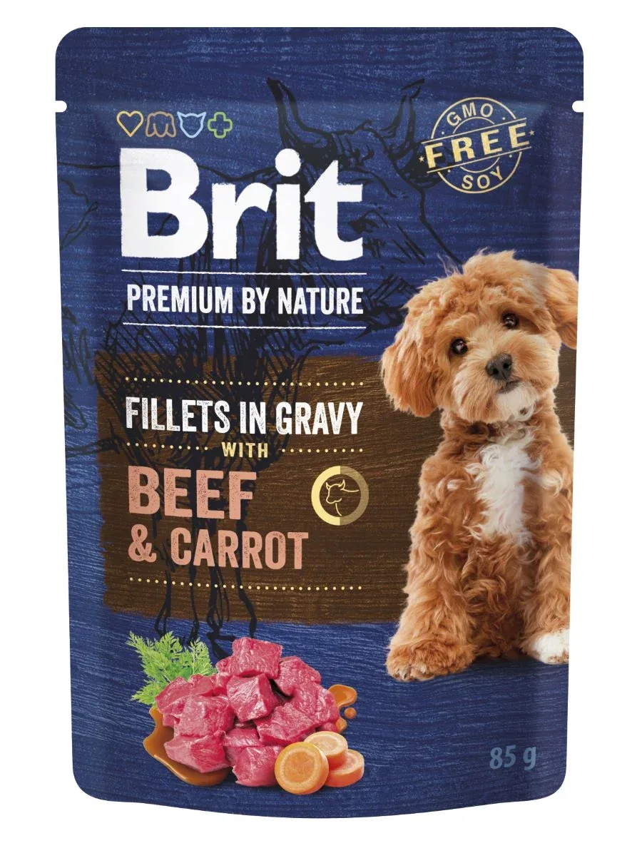 BRIT PREMIUM by Nature Dog, fileti s govedinom i mrkvom u umaku, 85g