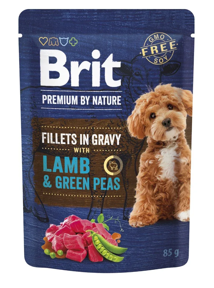 BRIT PREMIUM by Nature Dog, fileti s janjetinom i graškom u umaku, 85g