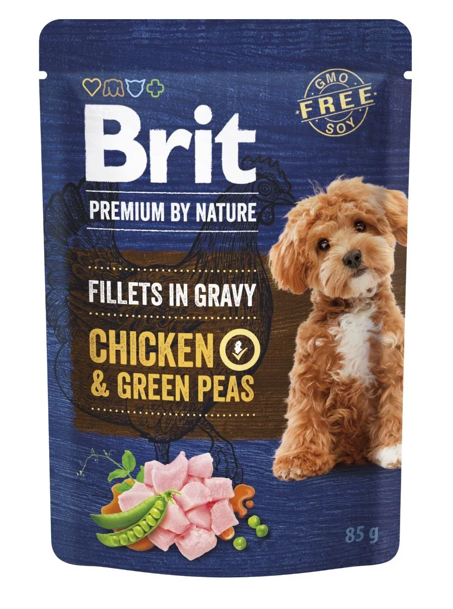 BRIT PREMIUM by Nature Dog, fileti s piletinom i graškom u umaku, 85g