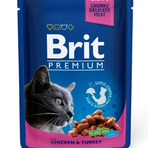 BRIT PREMIUM Komadići u umaku s piletinom i puretinom, 100g