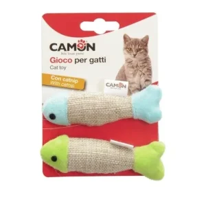 CAMON Igračka za mačke Riba, s catnipom, plava i zelena, 11cm, 2 komada