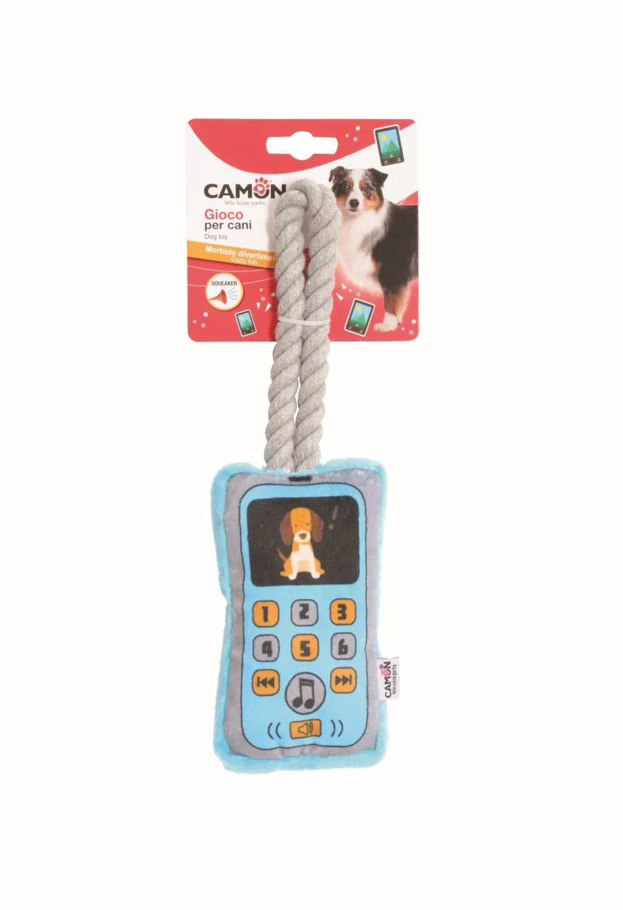 CAMON Igračka za pse Mobitel, s konopom, plišana, zvučna, 16cm