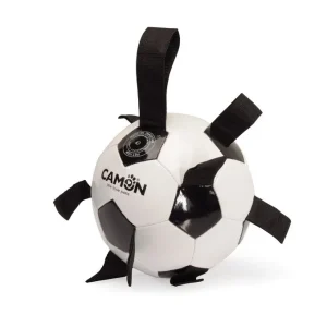 CAMON Igračka za pse Nogometna lopta, umjetna koža, s ručkama, 21cm, crno/bijela