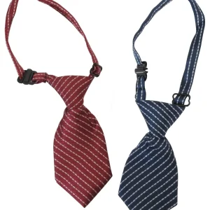 CAMON Kravata za pse na prugice, crvena ili plava, 15x5cm