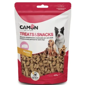 CAMON Snackbox, Poslastice za pse sa svinjetinom i kalcijem, polumeke, 450g
