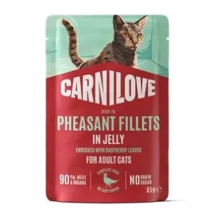 CARNILOVE Fileti u želeu, bogato fazanom, s listovima maline 85g