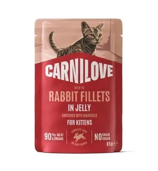 CARNILOVE Fileti u želeu, bogato kunićevinom, s nevenom, mačići 85g