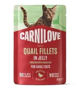 CARNILOVE Fileti u želeu, bogato prepelicom, s maslačkom 85g