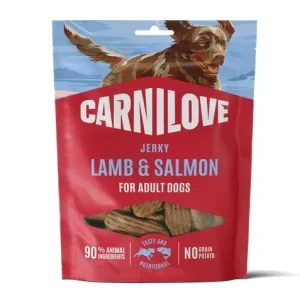 CARNILOVE Jerky, janjetina i losos, poslastica za pse 100g