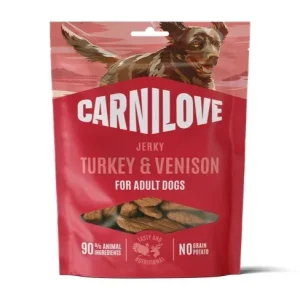 CARNILOVE Jerky, puretina i divljač, poslastica za pse 100g