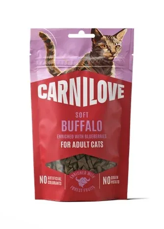 CARNILOVE Soft, bivol obogaćen s borovnicom, mekana poslastica za mačke, 50g