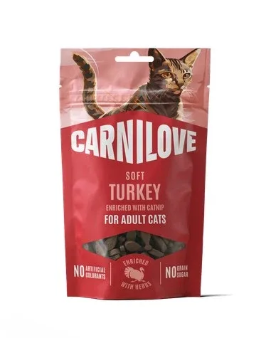 CARNILOVE Soft, puretina obogaćena catnipom, mekana poslastica za mačke, 50g