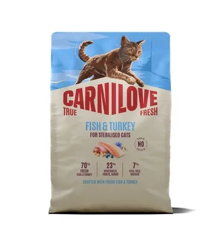 CARNILOVE TrueFresh, riba i puretina, za sterilizirane mačke, 2kg