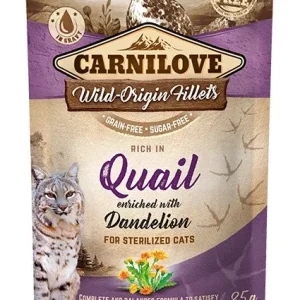 CARNILOVE Wild Origin Filets, Sterilised, prepelica s maslačkom, bez žit., 85g