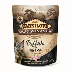 CARNILOVE Wild Origin, pašteta, meso bivola s ruž. laticama, bez žit., 300g