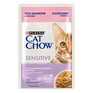 CAT CHOW Sensitive, s lososom i tikvicama u umaku, 85g