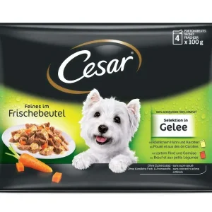 CESAR Multipack, 2x s piletinom i mrkvom, 2x s gov. i povrćem, u želeu, 4x100g