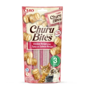 CHURU Bites, rolice punjene kremom, piletina/tunjevina/losos, za mačke, 3x10g