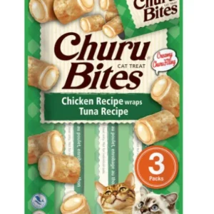 CHURU Bites, rolice punjene kremom, piletina/tunjevina, za mačke, 3x10g