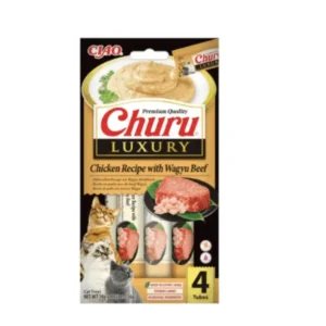 CHURU Luxury, krema, piletina s Wagyu govedinom, poslastica za mačke, 4x14g