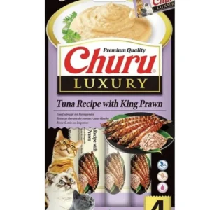 CHURU Luxury, krema, tuna s kraljevskim kozicama, poslastica za mačke, 4x14g