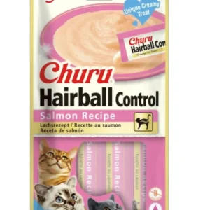 CHURU Puree, krema, Hairball control, losos, poslastica za mačke, 4x14g