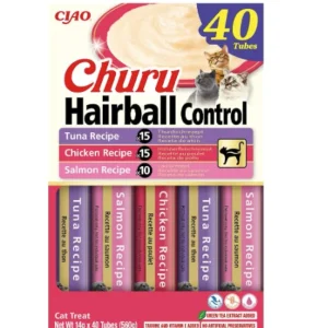 CHURU Puree, krema, Hairball control mix, multipack, poslastica za mačke, 40x14g