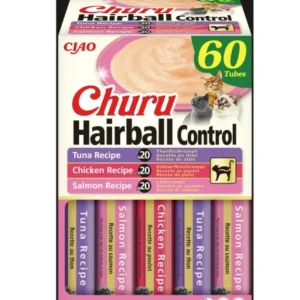 CHURU Puree, krema, Hairball control mix, multipack, poslastica za mačke, 60x14g