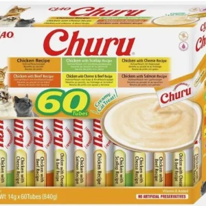 CHURU Puree, krema, losos i tuna mix, multipack, poslastica za mačke, 20x14g