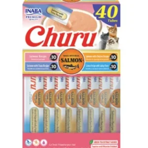 CHURU Puree, krema, losos mix, multipack, poslastica za mačke, 40x14g