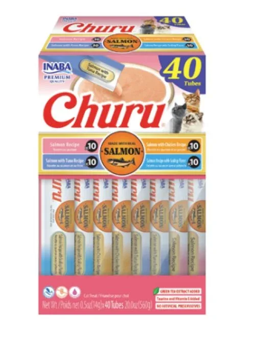 CHURU Puree, krema, losos mix, multipack, poslastica za mačke, 40x14g