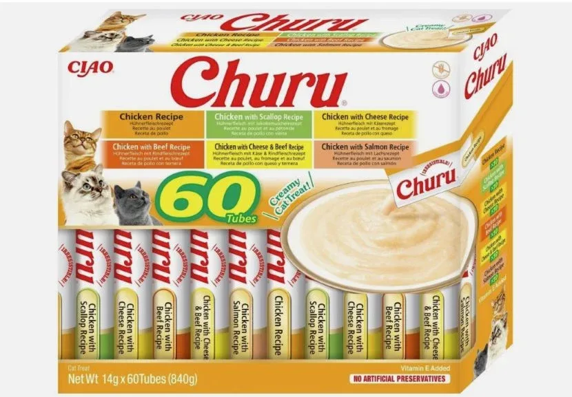 CHURU Puree, krema, piletina mix, multipack, poslastica za mačke, 40x14g