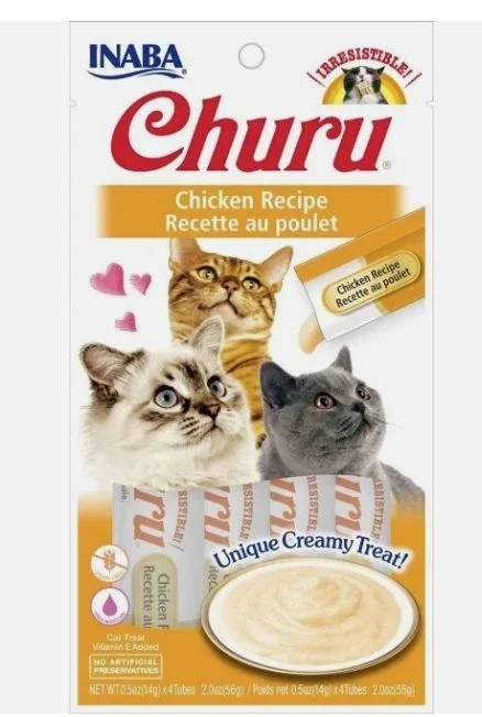 CHURU Puree, krema, piletina, poslastica za mačke, 4x14g
